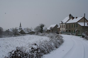une partie du bourg sous la neige