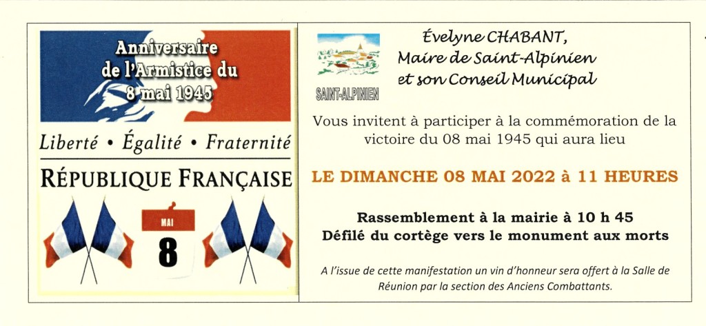 INVITATION CEREMONIE 8 MAI 2022